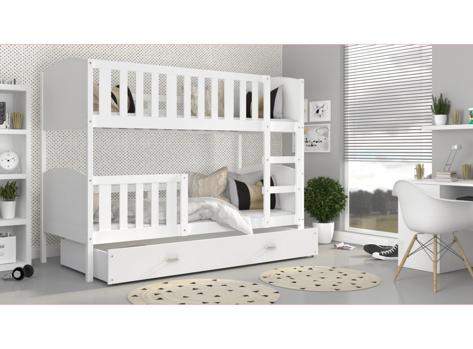 Detská poschodová posteľ so zásuvkou TAMI Q - 190x80 cm - biela