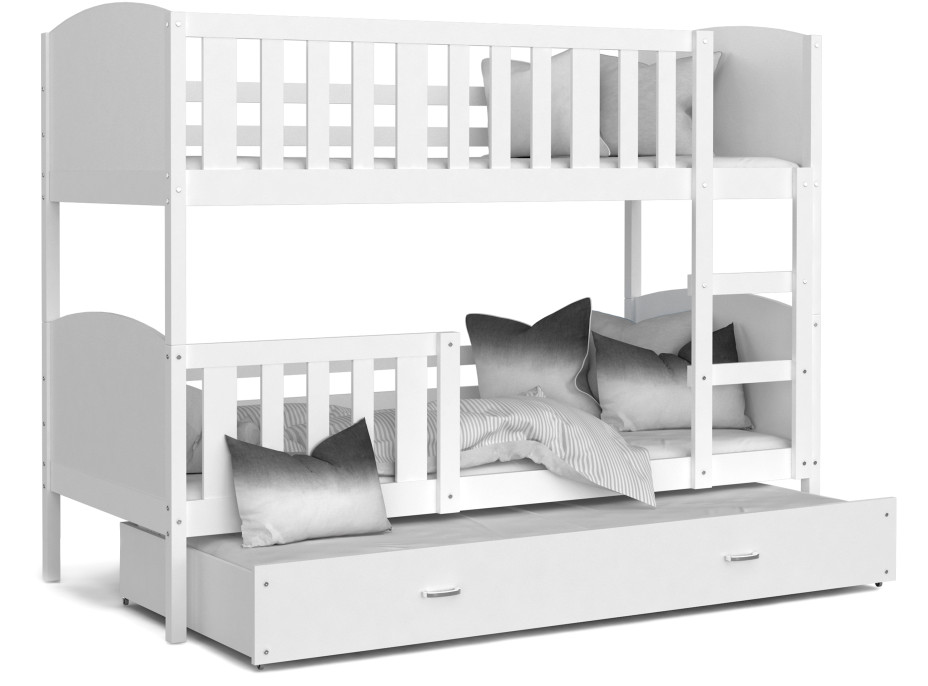 Detská poschodová posteľ s prístelkou TAMI Q - 200x90 cm - biela