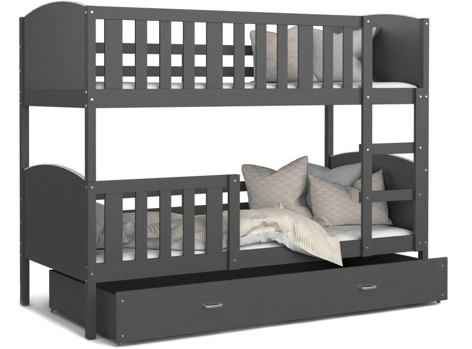 Detská poschodová posteľ so zásuvkou TAMI Q - 160x80 cm - šedá