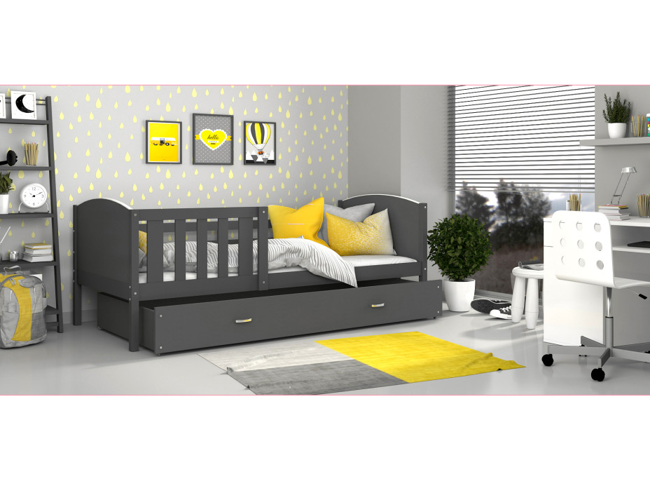 Detská posteľ so zásuvkou TAMI R - 160x80 cm - šedá
