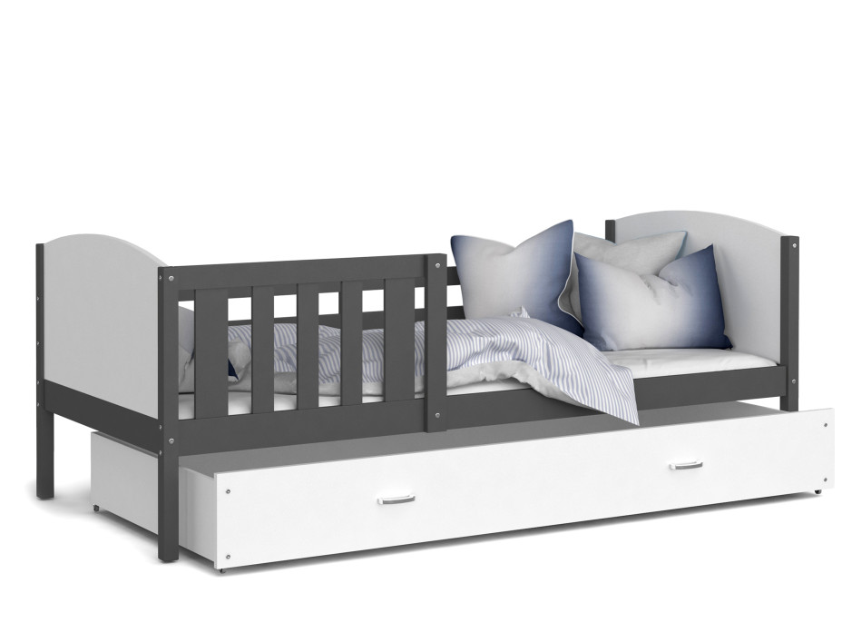 Detská posteľ so zásuvkou TAMI R - 190x80 cm - bielo-šedá
