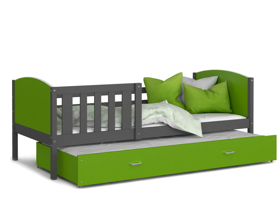 Detská posteľ s prístelkou TAMI R2 - 190x80 cm - zeleno-šedá