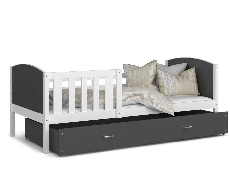 Detská posteľ so zásuvkou TAMI R - 190x80 cm - šedo-biela