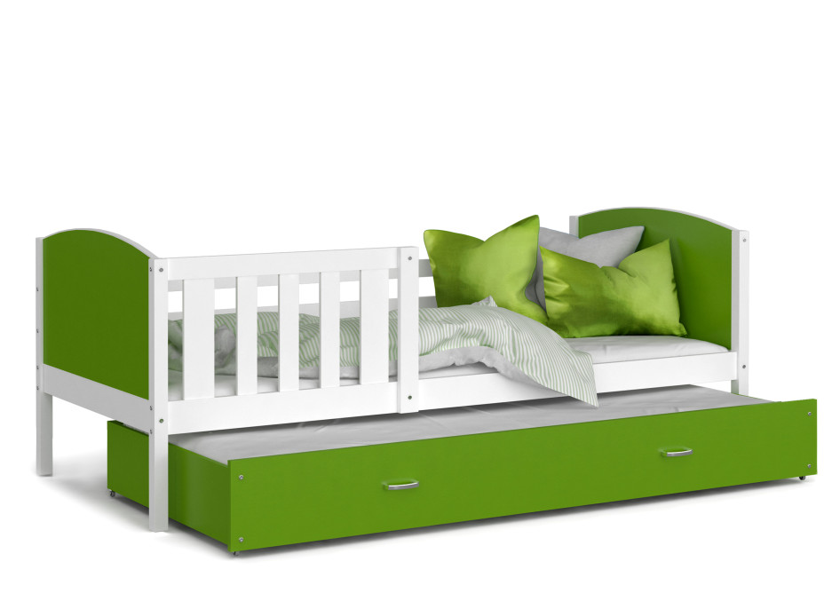 Detská posteľ s prístelkou TAMI R2 - 190x80 cm - zeleno-biela