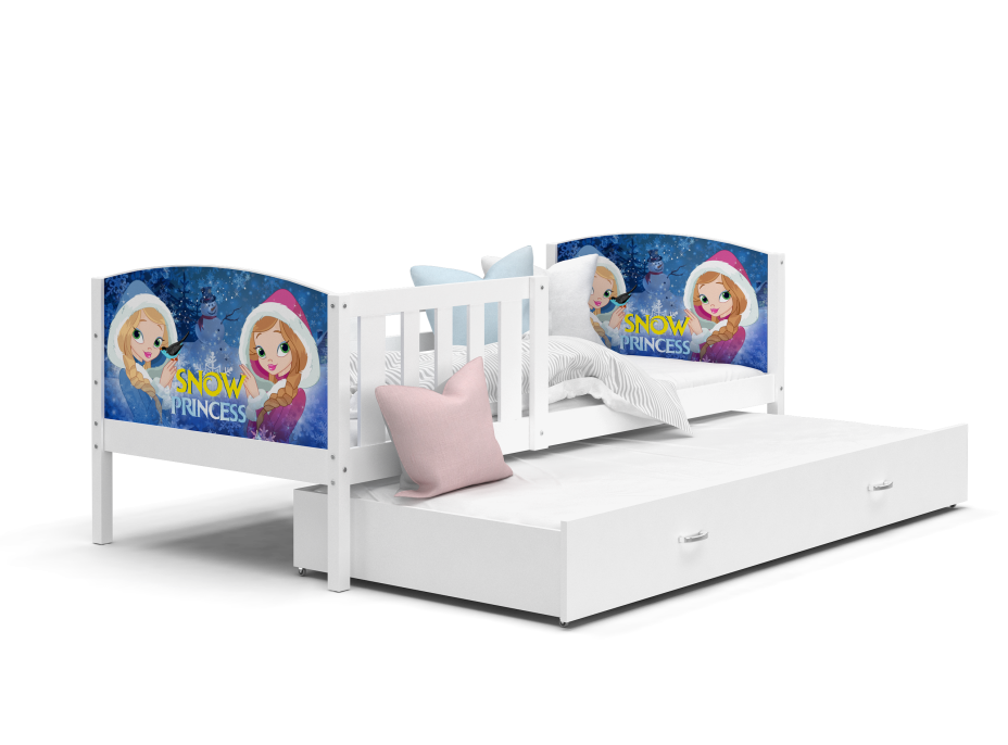 Detská posteľ s prístelkou TAMI R2 - 200x90 cm - FROZEN - biela