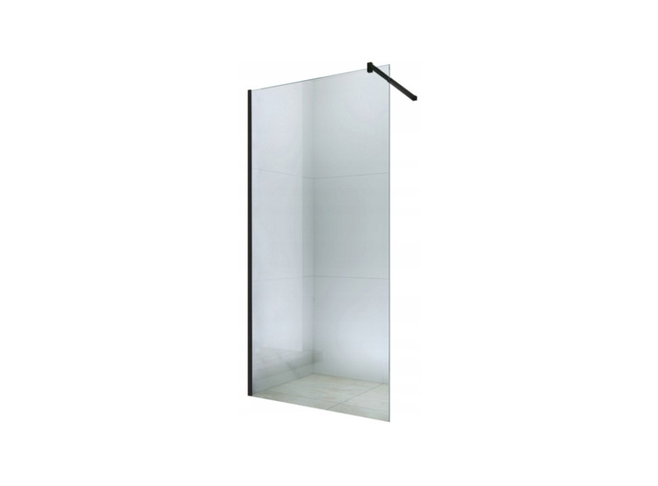 Kúpeľňová pevná zástena WALK-IN 110 cm - čierna - číre sklo