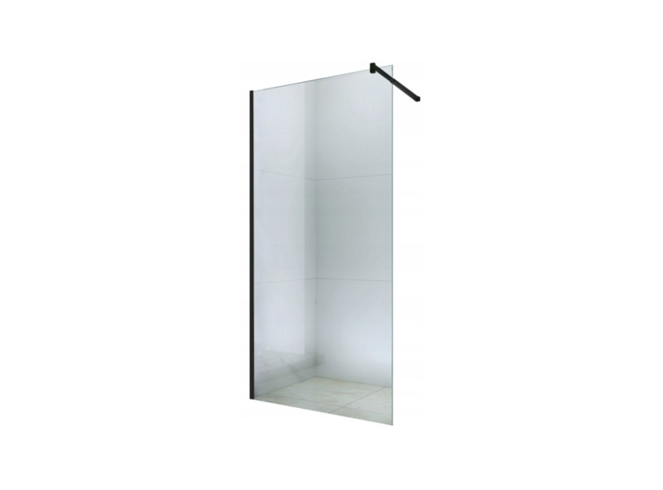 Kúpeľňová pevná zástena WALK-IN 70 cm - čierna - číre sklo