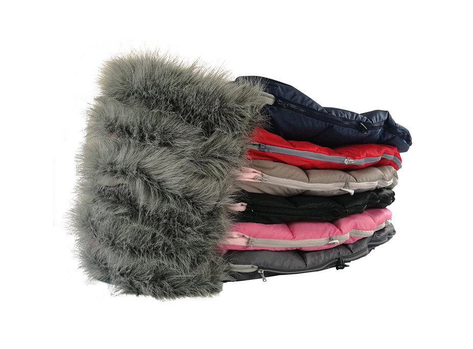 Detský fusak do kočíka s kožušinou a rukávnikom - granátové-modrý (31)