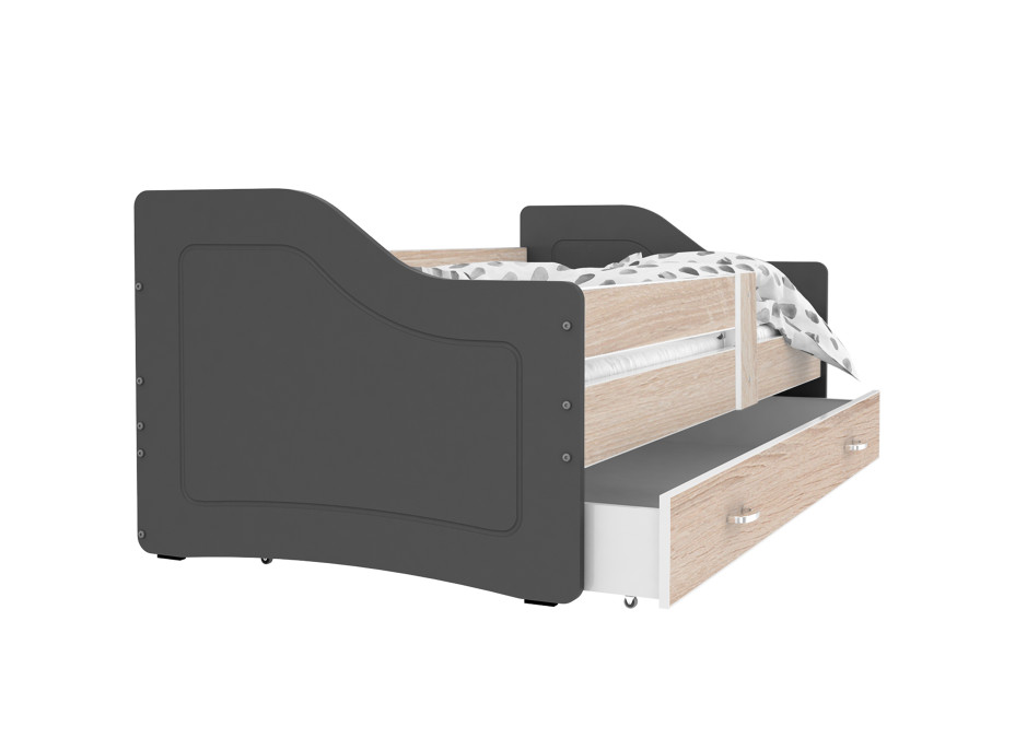 Detská posteľ so zásuvkou SWEET - 180x80 cm - borovica-šedá