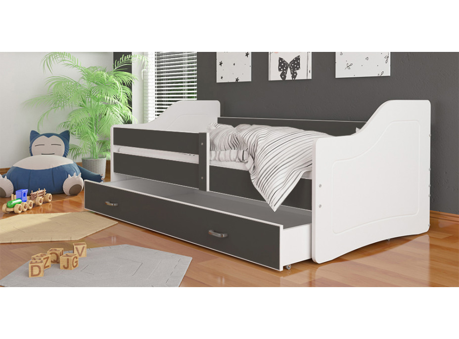 Detská posteľ so zásuvkou SWEET - 160x80 cm - šedo-biela