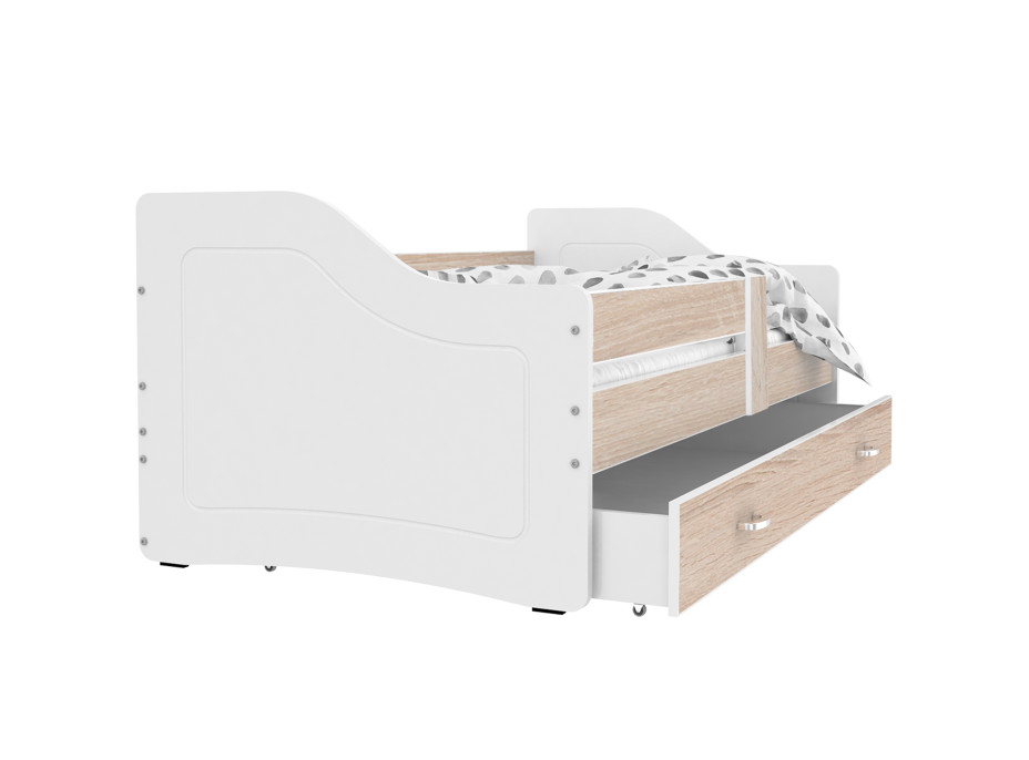 Detská posteľ so zásuvkou SWEET - 140x80 cm - borovica-biela