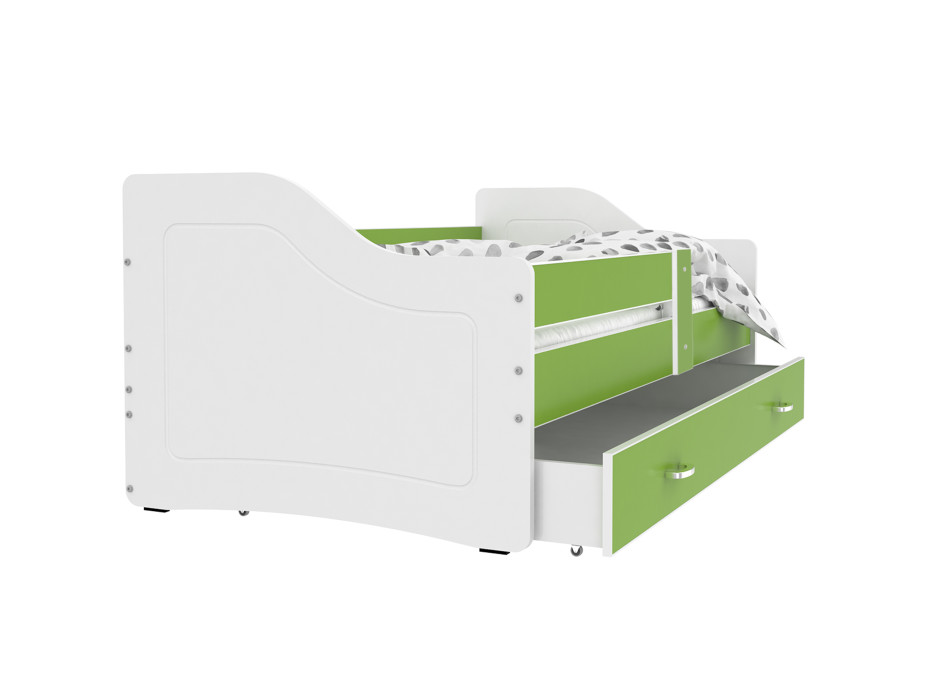 Detská posteľ so zásuvkou SWEET - 140x80 cm - zeleno-biela