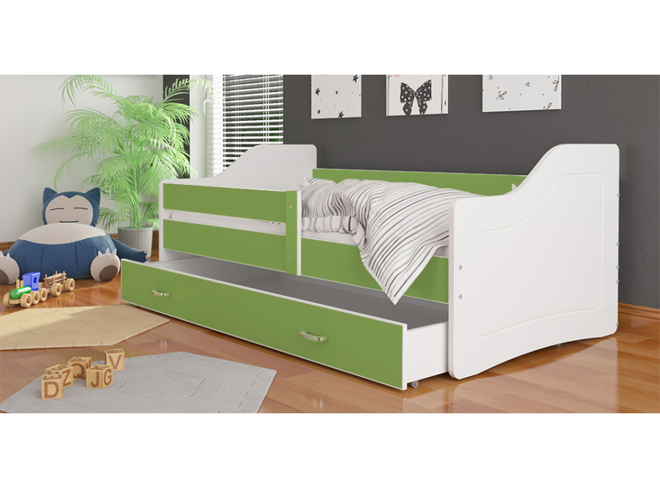 Detská posteľ so zásuvkou SWEET - 160x80 cm - zeleno-biela