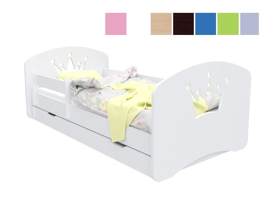 Detská posteľ so zásuvkou 140x70 cm s výrezom KORUNKA + matrace ZADARMO!