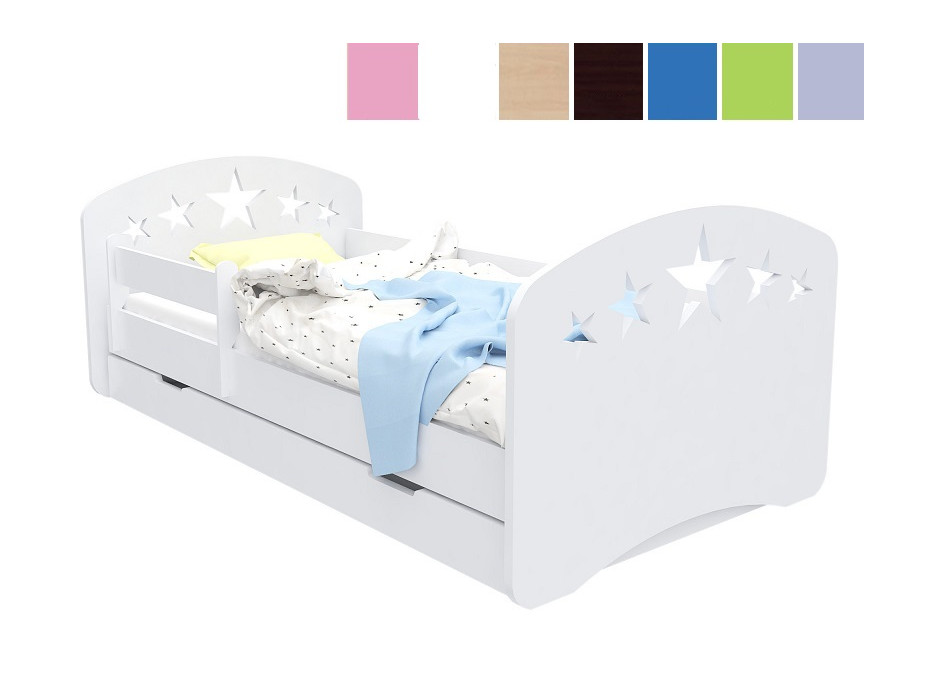 Detská posteľ so zásuvkou 140x70 cm s výrezom hviezdičky + matrace ZADARMO!