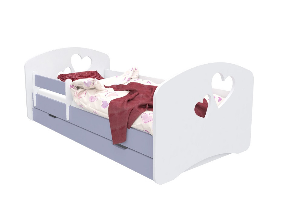Detská posteľ so zásuvkou 140x70 cm s výrezom SRDIEČKA + matrace ZADARMO!