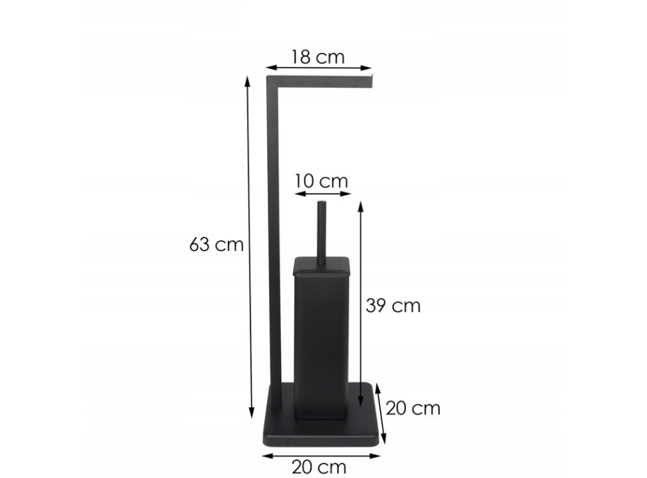 Držiak toaletného papiera s WC štetkou - čierny