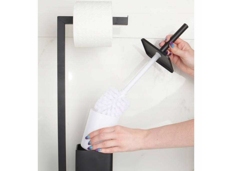 Držiak toaletného papiera s WC štetkou - čierny