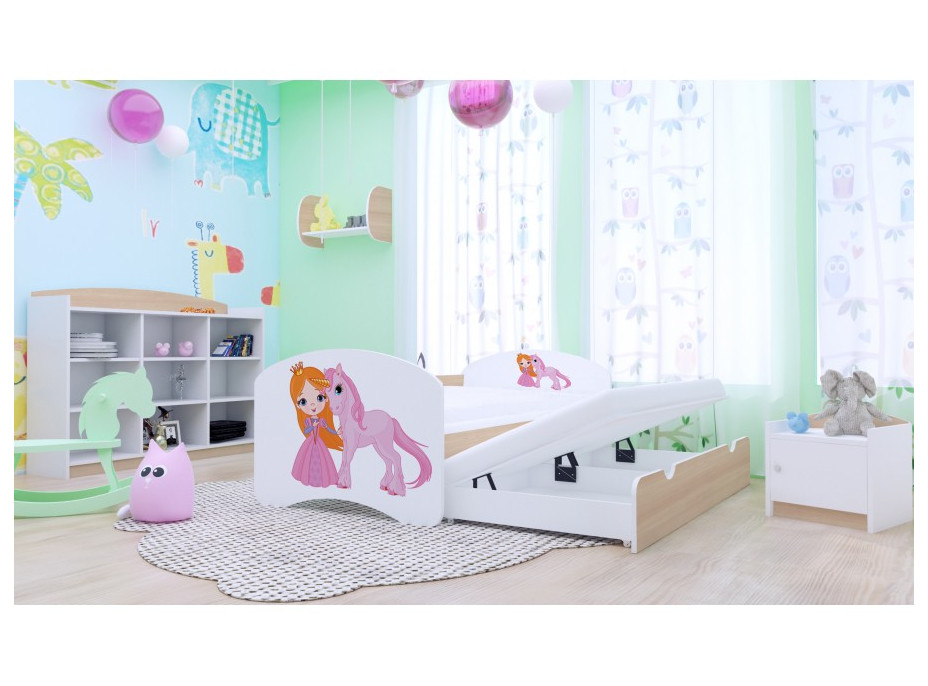 Detská posteľ pre DVA (s výsuvným lôžkom) 160x80 cm - PRINCEZNA A Jednorožec