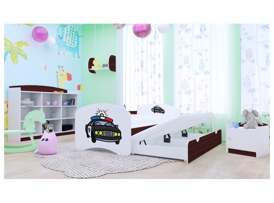 Detská posteľ pre DVA (s výsuvným lôžkom) 180x90 cm - POLÍCIA