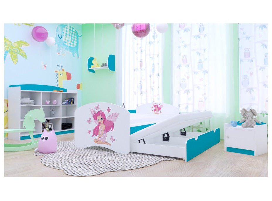 Detská posteľ pre DVA (s výsuvným lôžkom) 200x90 cm - VÍLA A MOTÝLCI