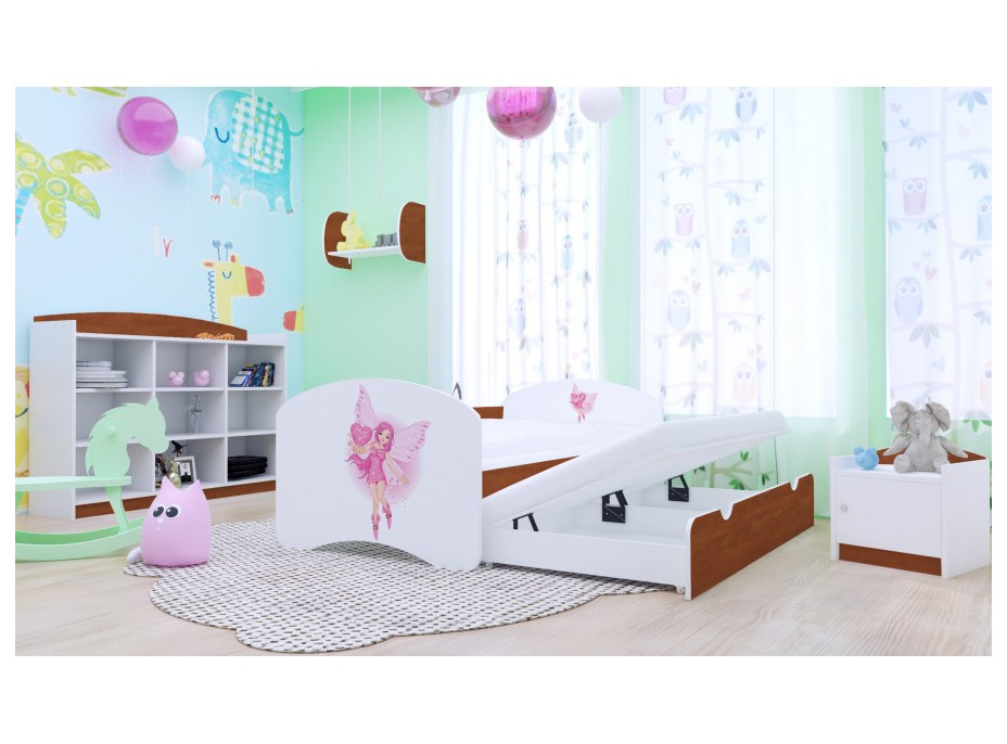 Detská posteľ pre DVOCH (s výsuvným lôžkom) 180x90 cm - VÍLA A SRDIEČKO