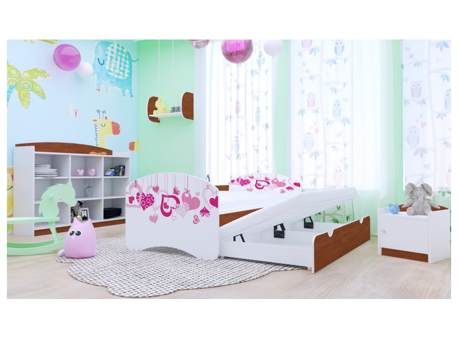 Detská posteľ pre DVOCH (s výsuvným lôžkom) 160x80 cm - FALL IN LOVE
