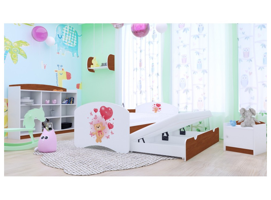 Detská posteľ pre DVOCH (s výsuvným lôžkom) 160x80 cm - MACKO S BALÓNIKOU