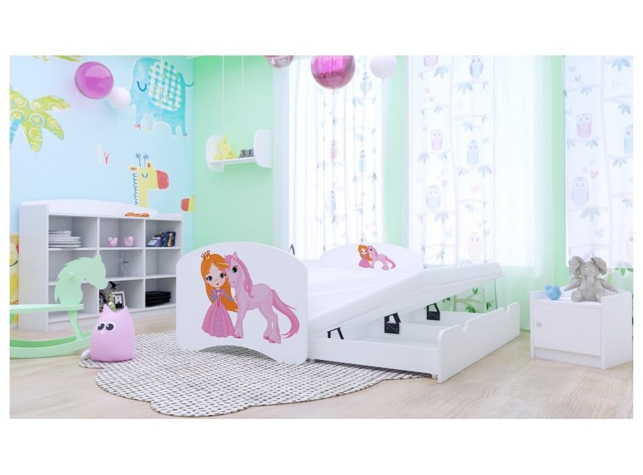 Detská posteľ pre DVOCH (s výsuvným lôžkom) 200x90 cm - PRINCEZNA A JEDNOROŽEC