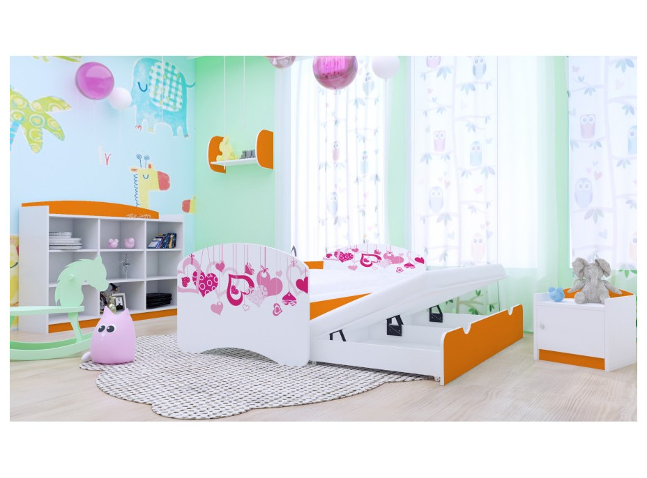 Detská posteľ pre DVOCH (s výsuvným lôžkom) 200x90 cm - FALL IN LOVE