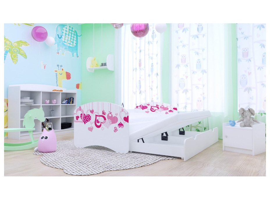 Detská posteľ pre DVOCH (s výsuvným lôžkom) 200x90 cm - FALL IN LOVE
