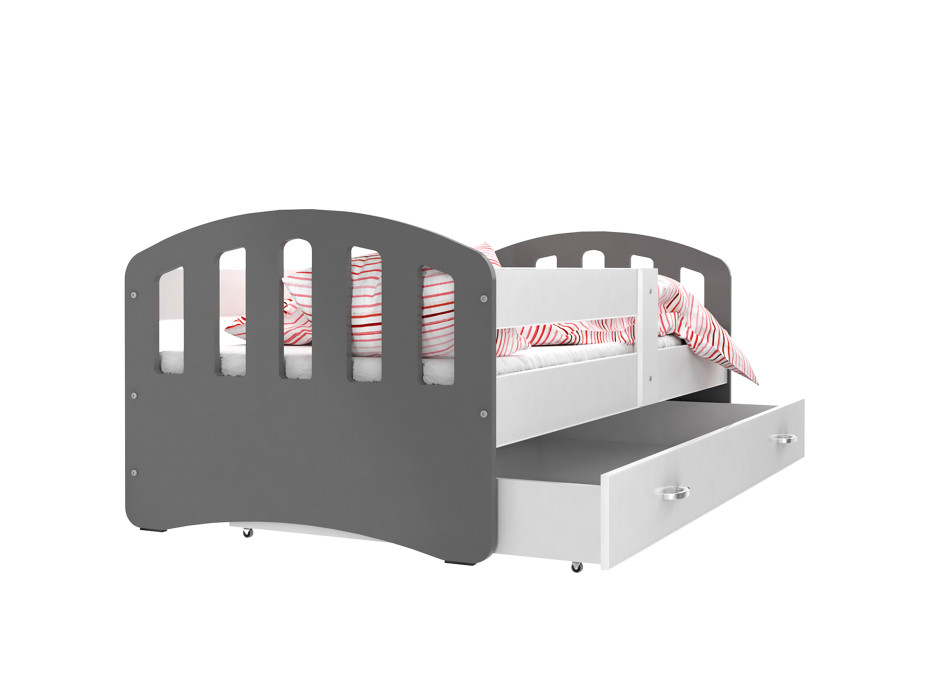 Detská posteľ so zásuvkou HAPPY - 180x80 cm - bielo-šedá