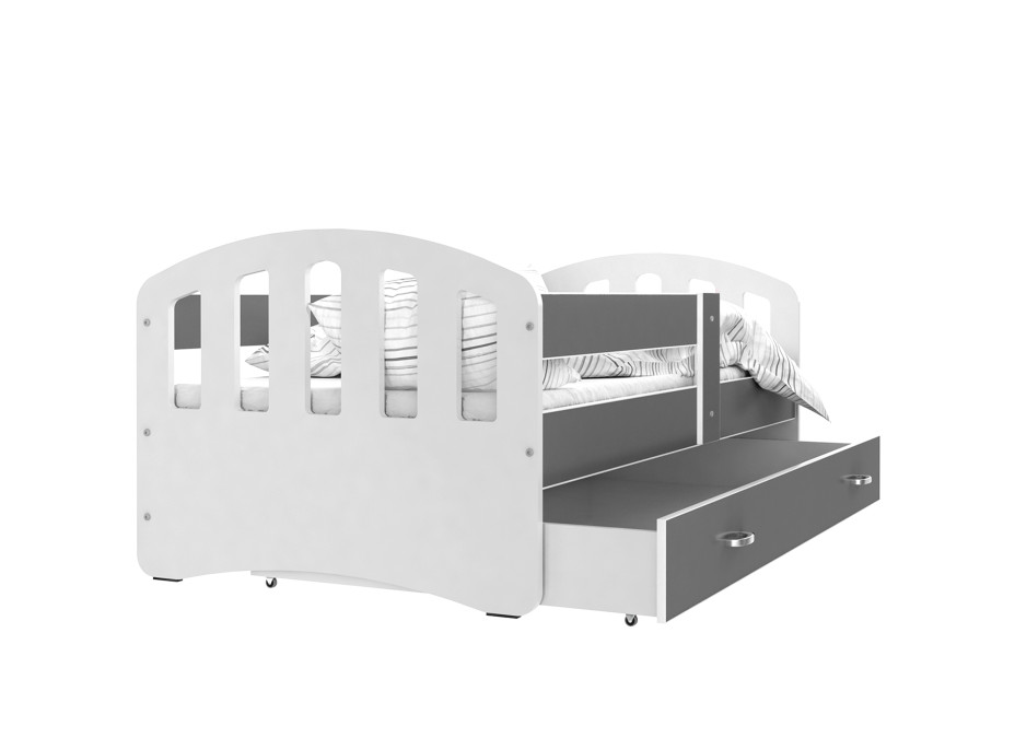 Detská posteľ so zásuvkou HAPPY - 160x80 cm - šedo-biela