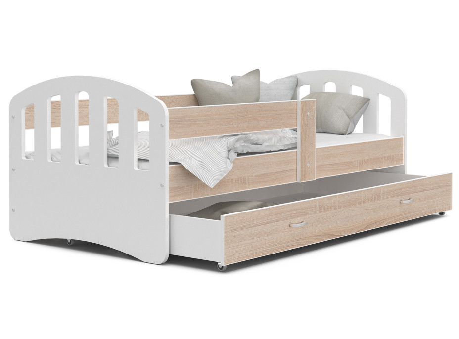 Detská posteľ so zásuvkou HAPPY - 180x80 cm - sonoma-biela