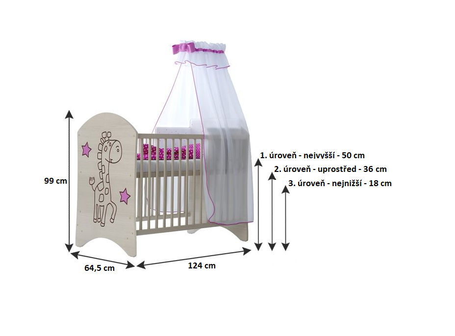 Dětská postýlka ŽIRAFKA 120x60 cm