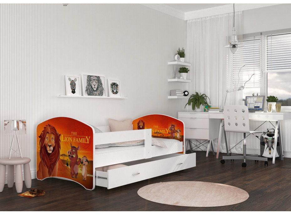 Detská posteľ LUCY so zásuvkou - 140x80 cm - Leví kráľ