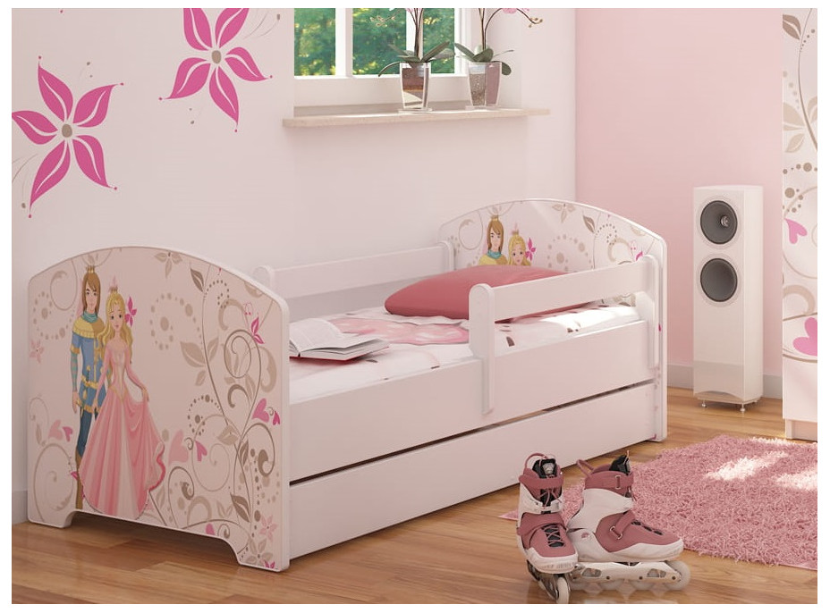 Detská posteľ OSKAR biela - princezná a princ 140x70 cm