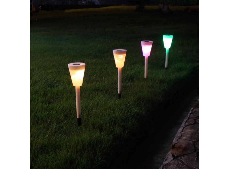 Záhradné LED RGB solárna lampa do zeme SUMMER 37x7,5 cm - biela