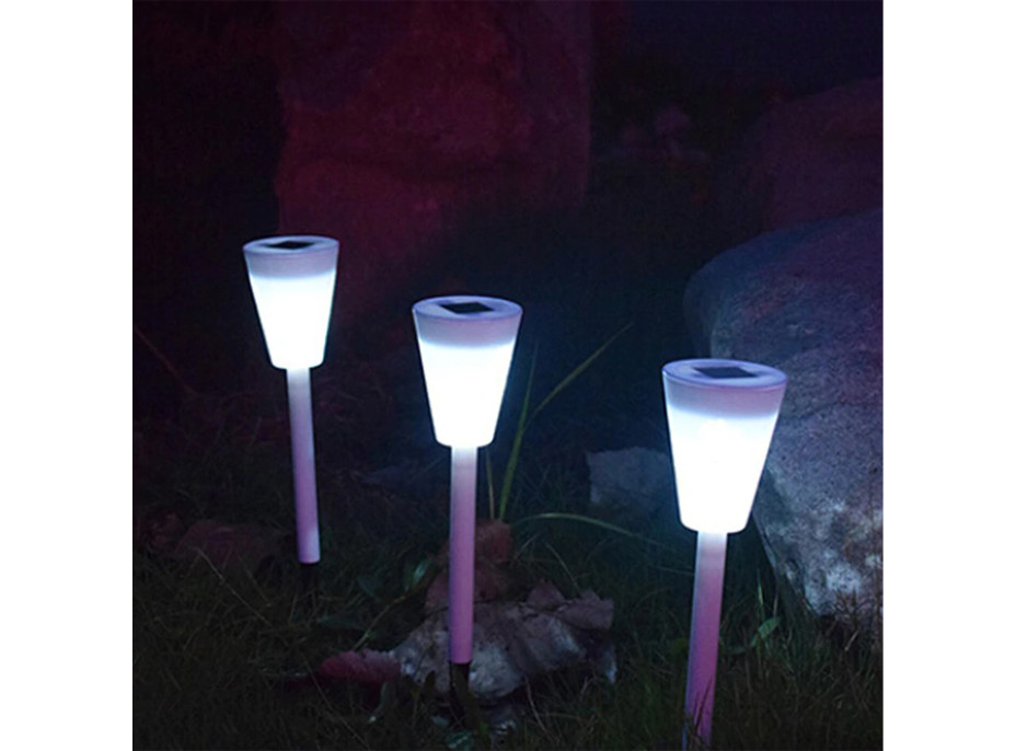 Záhradné LED RGB solárna lampa do zeme SUMMER 37x7,5 cm - biela