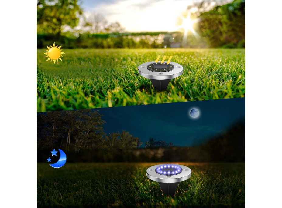 Záhradná LED solárna lampa do zeme 11,6x13 cm - strieborná