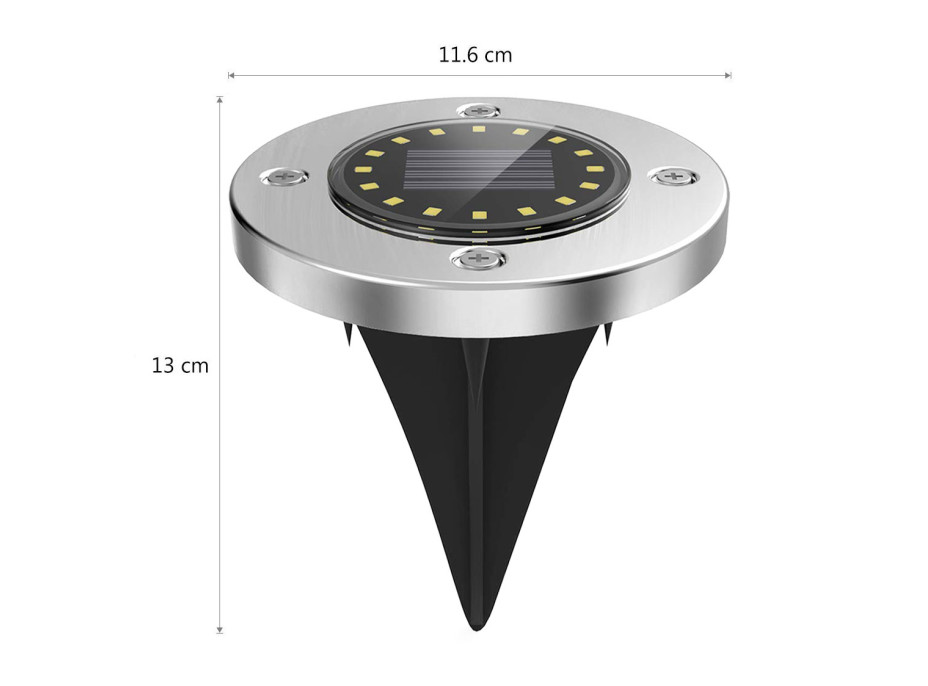 Záhradná LED solárna lampa do zeme 11,6x13 cm - strieborná