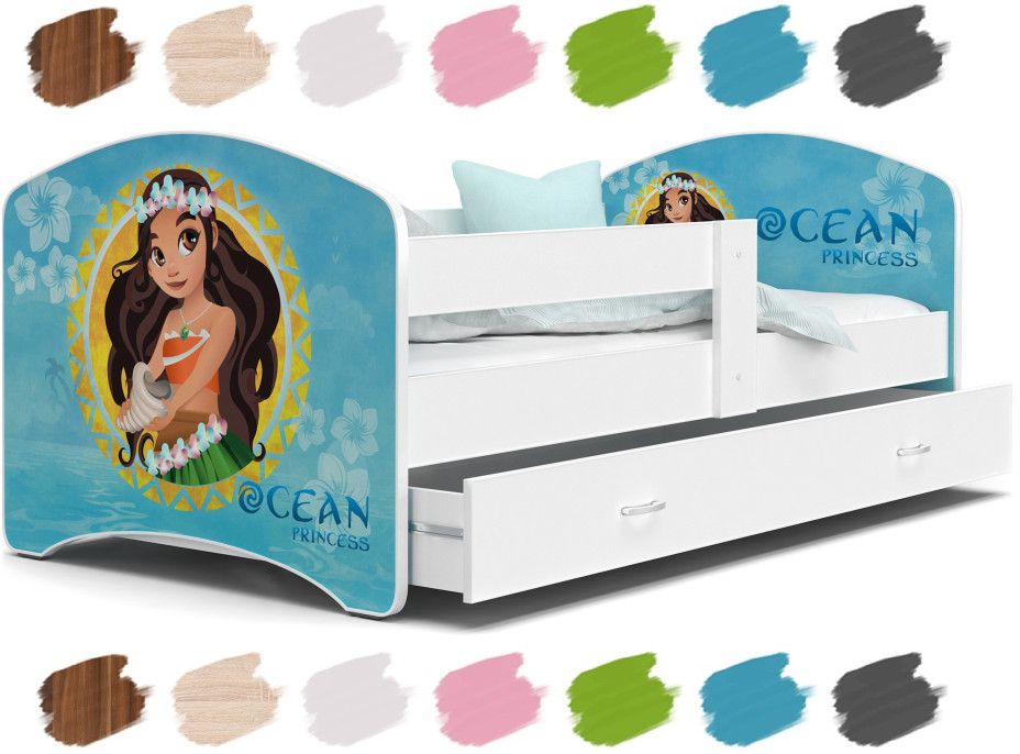 Detská posteľ LUCY so zásuvkou - 180x90 cm - OCEAN PRINCESS