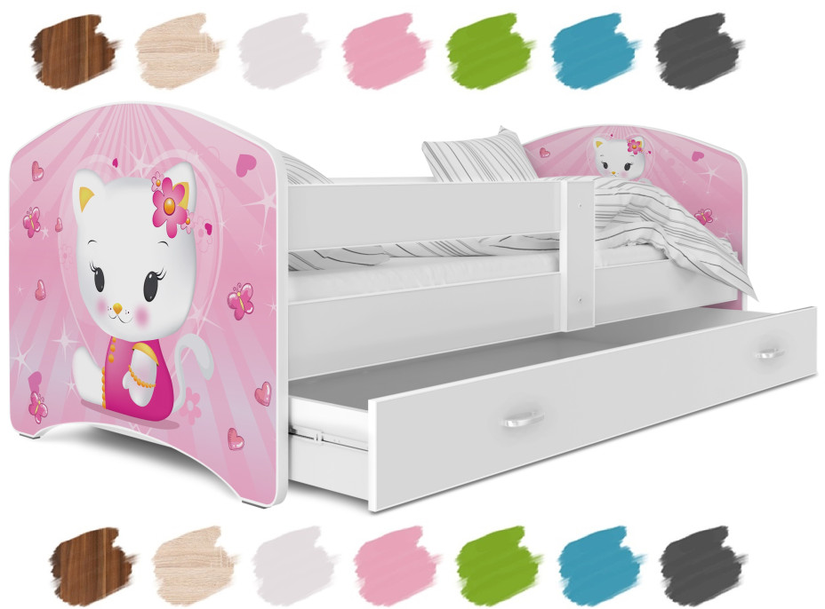 Detská posteľ LUCY so zásuvkou - 180x80 cm - HELLO KITTY