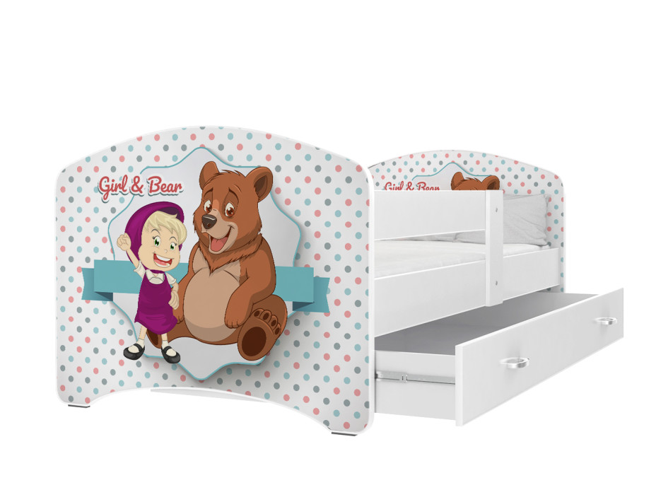 Detská posteľ LUCY so zásuvkou - 140x80 cm - MÁŠA A MEDVEĎ
