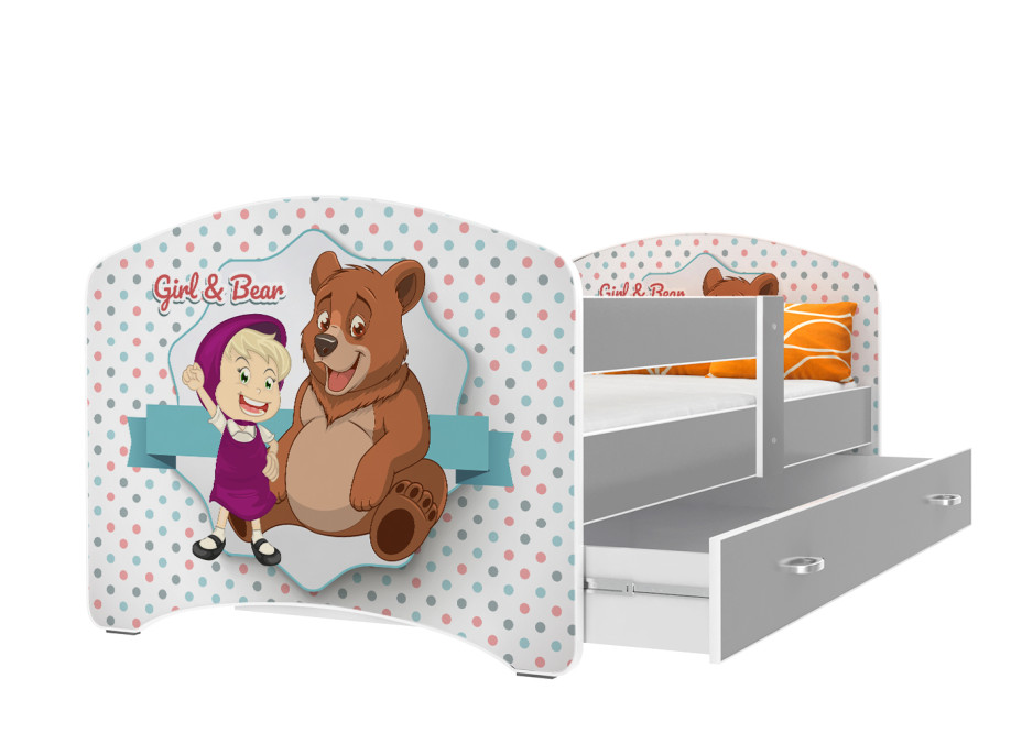 Detská posteľ LUCY so zásuvkou - 140x80 cm - MÁŠA A MEDVEĎ