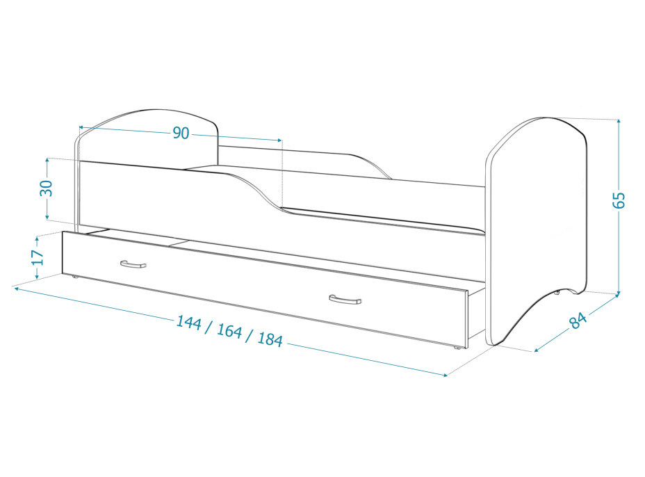 Detská posteľ IGOR so zásuvkou - 160x80 cm - VESELÝ BAGR