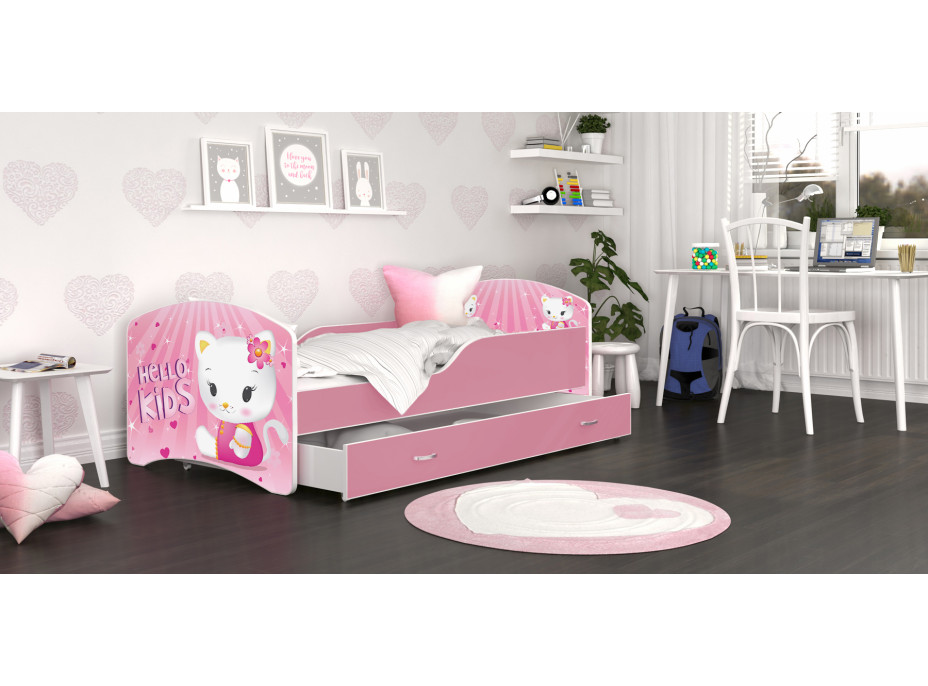 Detská posteľ IGOR so zásuvkou - 140x80 cm - HELLO KITTY