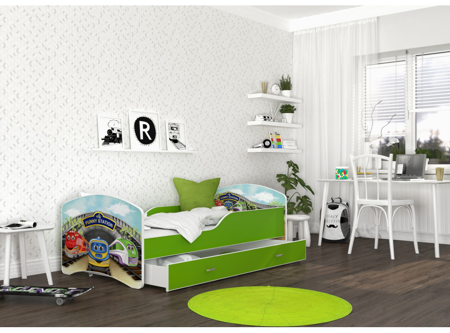 Detská posteľ IGOR so zásuvkou - 140x80 cm - MAŠINKA TOMÁŠ