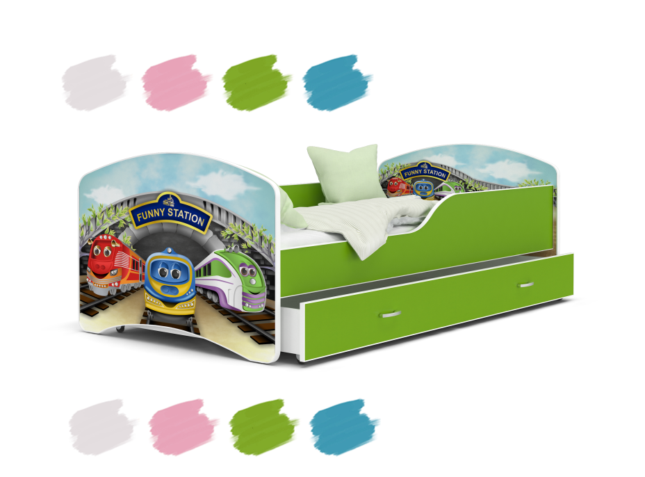 Detská posteľ IGOR so zásuvkou - 140x80 cm - MAŠINKA TOMÁŠ