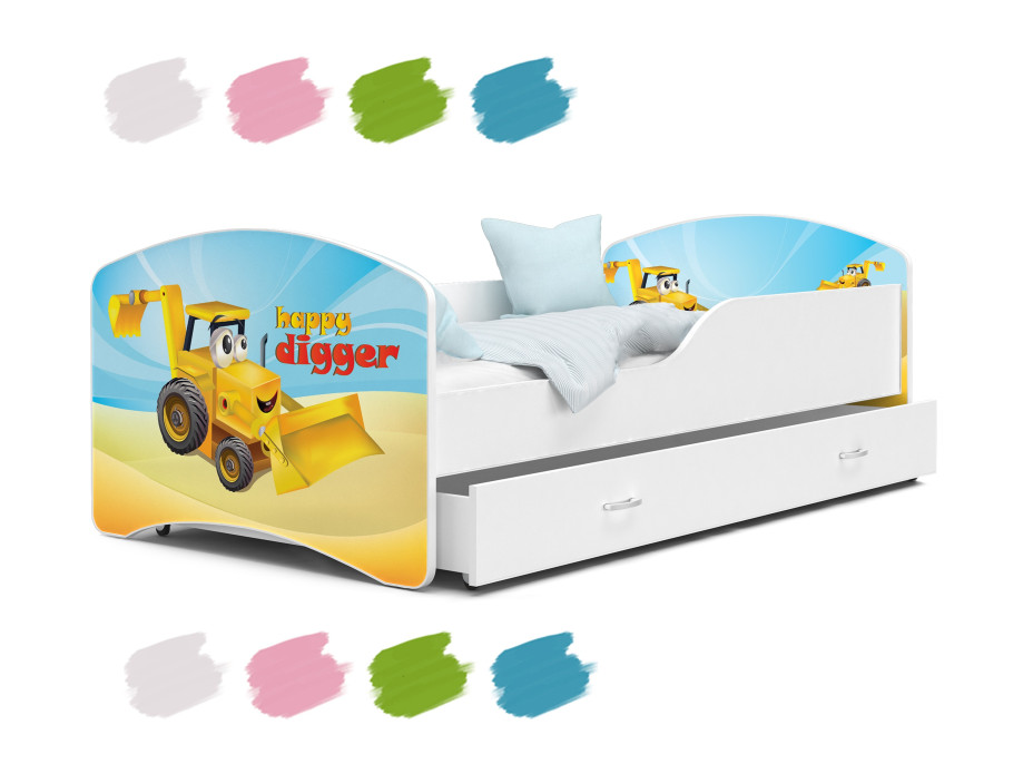 Detská posteľ IGOR so zásuvkou - 180x80 cm - VESELÝ BAGR